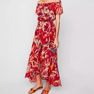 EXPRESS Off-the-Shoulder Pink Floral A-Line Maxi